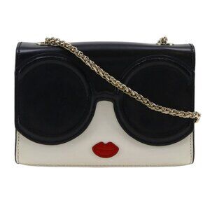 alice+olivia ChainShoulder Shoulder Bag Stace Face Black / white leather/P...